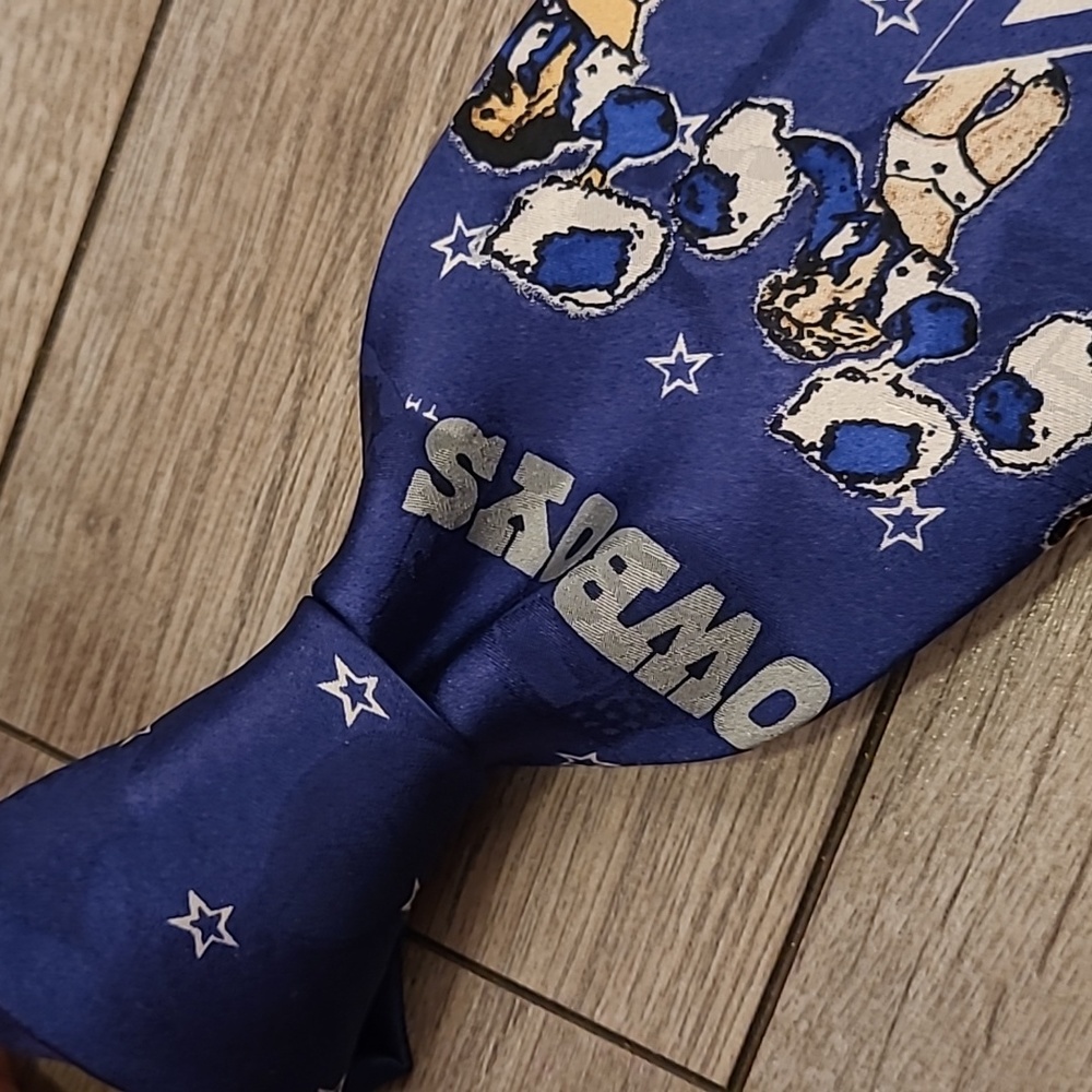 TEAM NFL Dallas Cowboys Team Blue White Dynasty USA Mens Silk Tie VTG 90s RARE